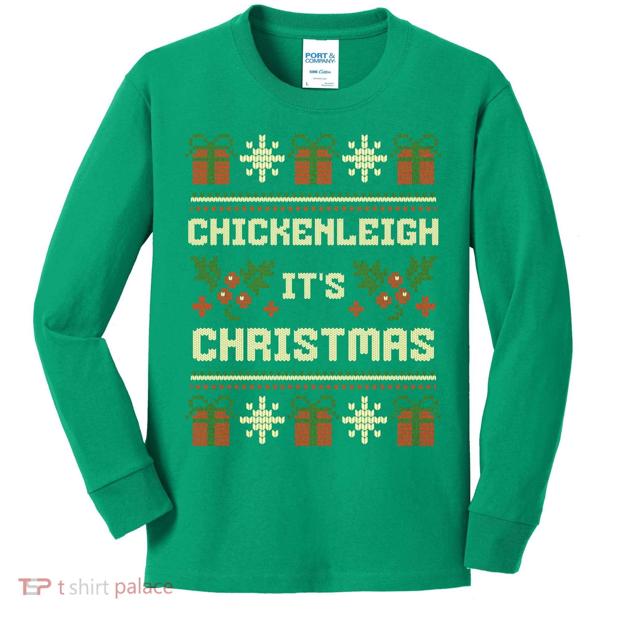 Funny Xmas Chickenleigh Its Sweater Ugly Christmas Gift Kids Long Sleeve Shirt