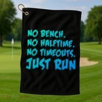 Funny Xc Cross Country Running Gift No Bench No Halftime Gift Golf Towel thumb 1