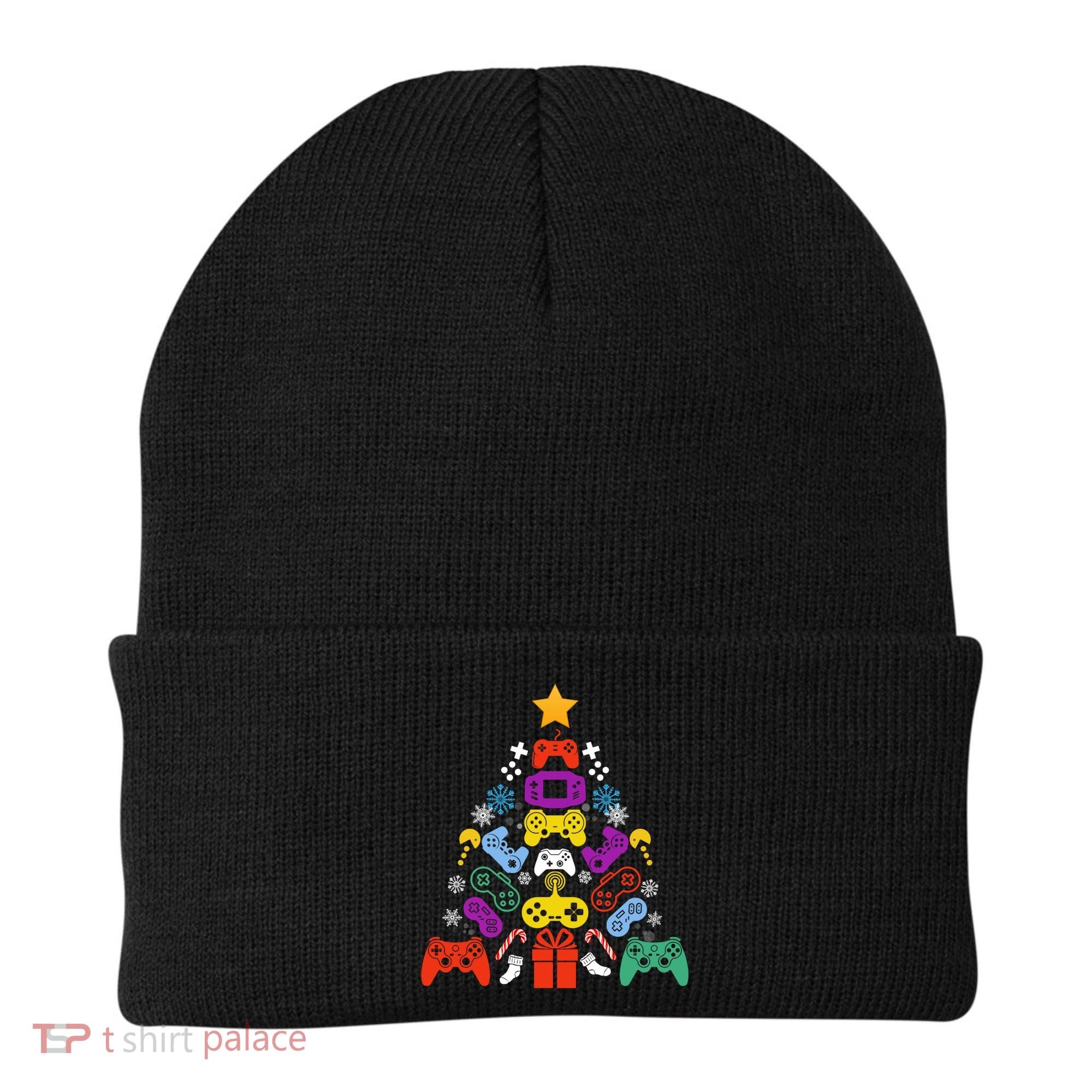 Funny Xmas Gamer Games Controllers Christmas Tree Boys Cool Gift Beanie