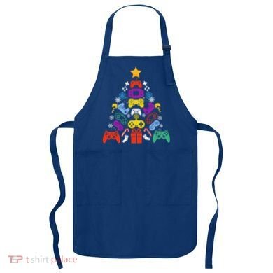 Funny Xmas Gamer Games Controllers Christmas Tree Boys Cool Gift Apron