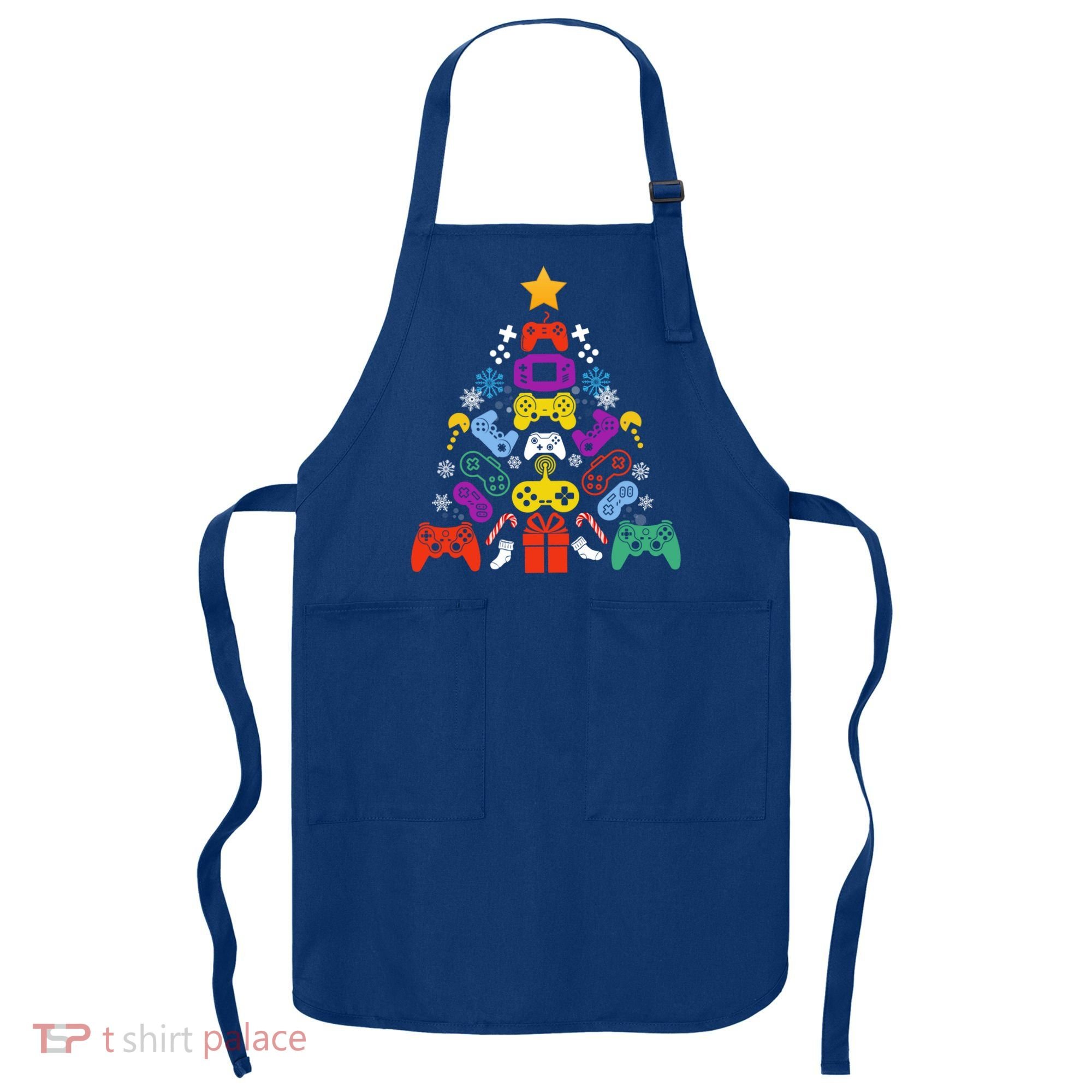 Funny Xmas Gamer Games Controllers Christmas Tree Boys Cool Gift Apron