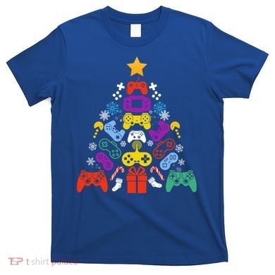Funny Xmas Gamer Games Controllers Christmas Tree Boys Cool Gift T-Shirt