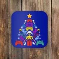 Funny Xmas Gamer Games Controllers Christmas Tree Boys Cool Gift Coaster thumb 0