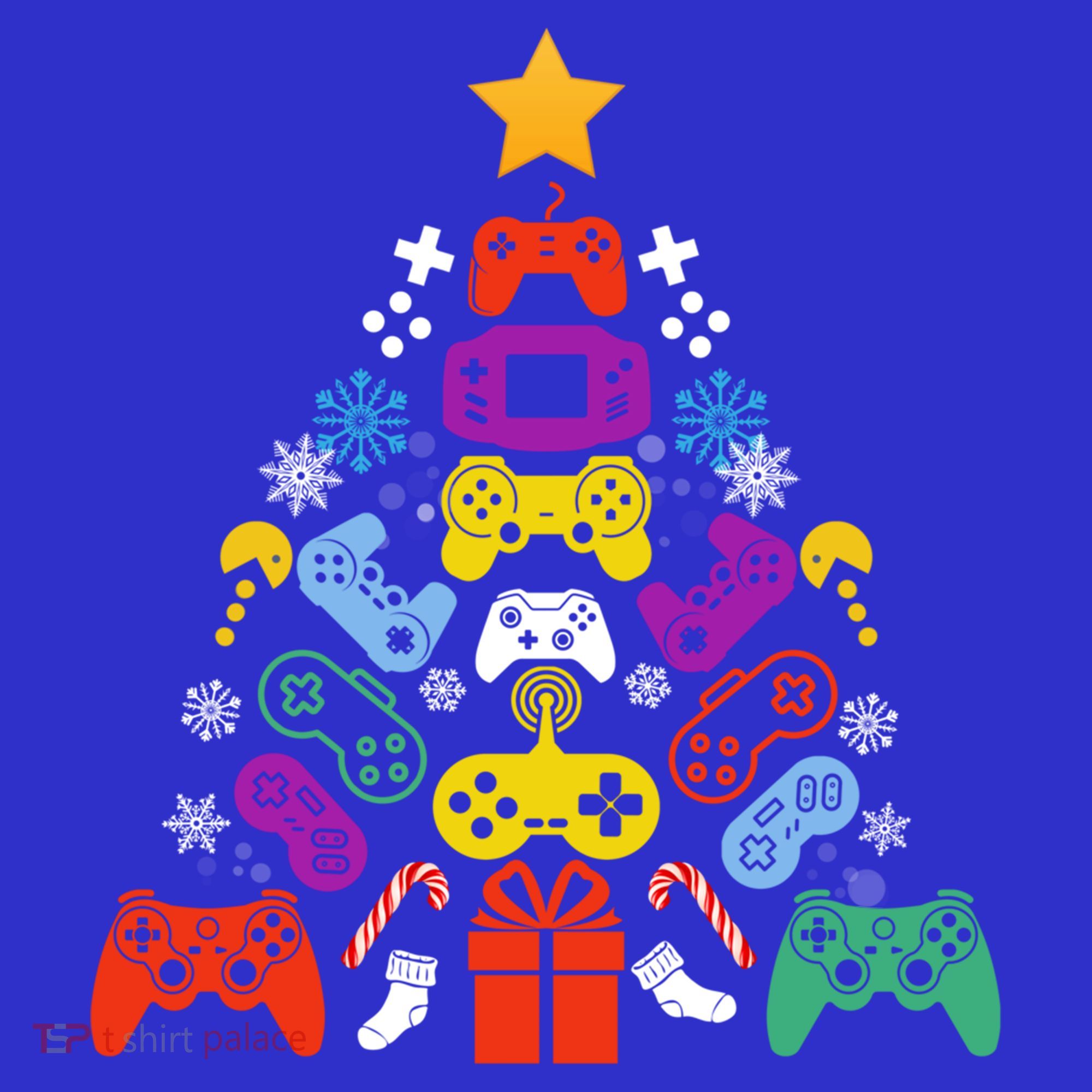 Funny Xmas Gamer Games Controllers Christmas Tree Boys Cool Gift Polo