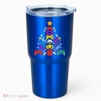 Funny Xmas Gamer Games Controllers Christmas Tree Boys Cool Gift Tumbler thumb 0