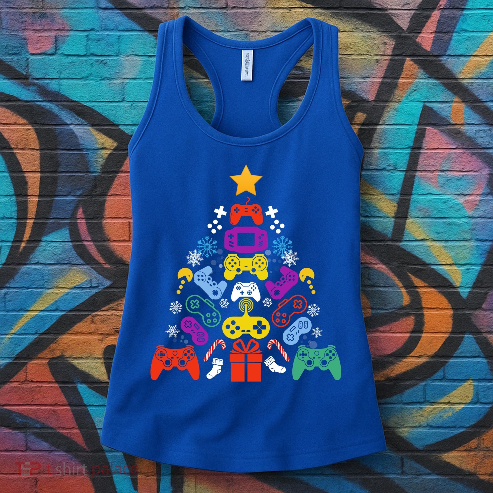 Funny Xmas Gamer Games Controllers Christmas Tree Boys Cool Gift Women's Tank Top