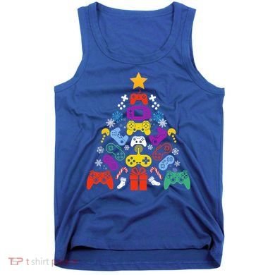 Funny Xmas Gamer Games Controllers Christmas Tree Boys Cool Gift Tank Top