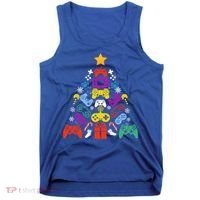 Funny Xmas Gamer Games Controllers Christmas Tree Boys Cool Gift Tank Top thumb 0