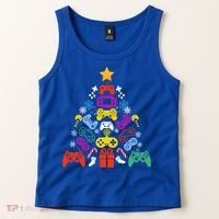 Funny Xmas Gamer Games Controllers Christmas Tree Boys Cool Gift Tank Top thumb 2