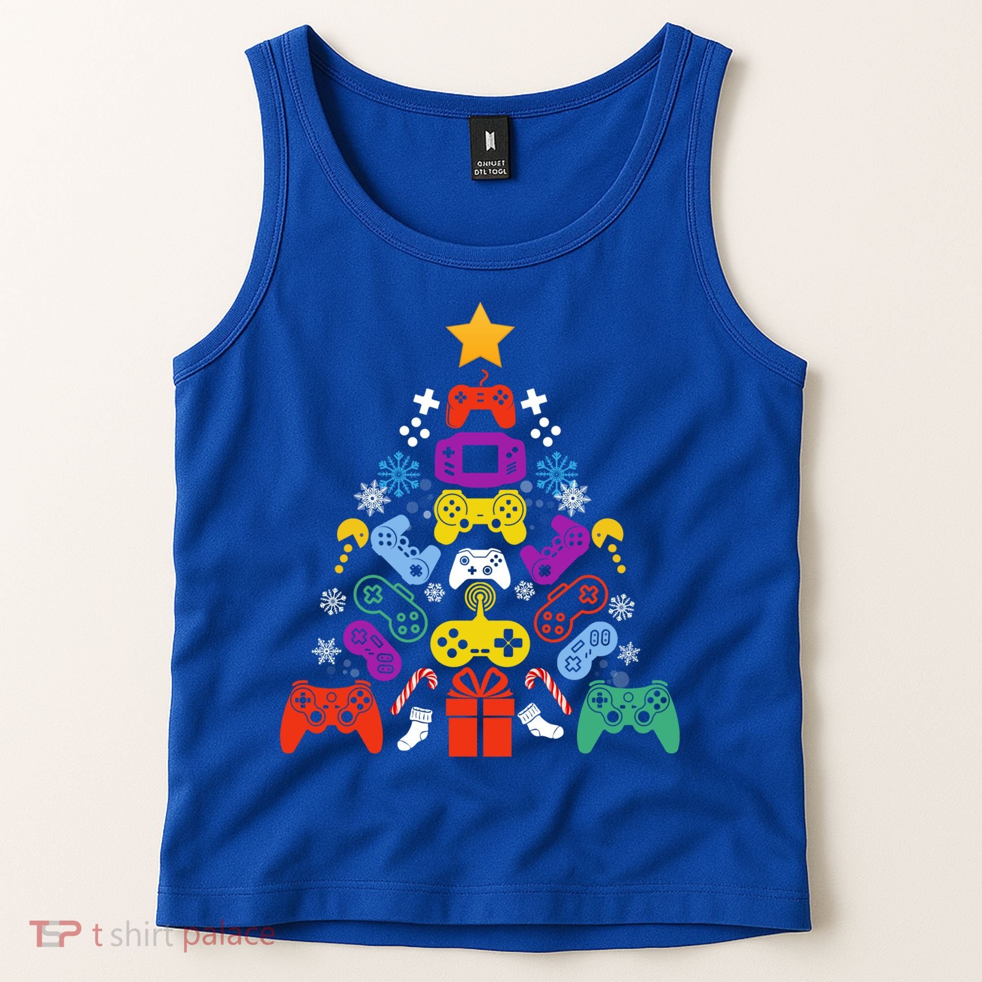 Funny Xmas Gamer Games Controllers Christmas Tree Boys Cool Gift Tank Top