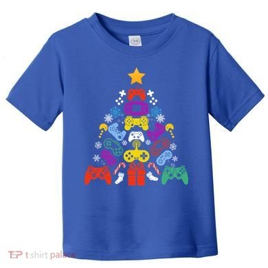 Funny Xmas Gamer Games Controllers Christmas Tree Boys Cool Gift Toddler T-Shirt