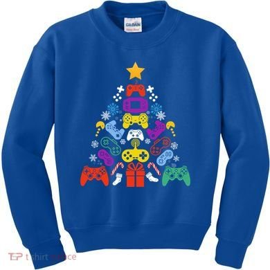 Funny Xmas Gamer Games Controllers Christmas Tree Boys Cool Gift Kids Sweatshirt