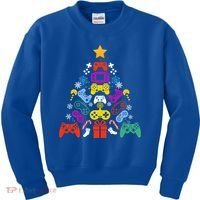 Funny Xmas Gamer Games Controllers Christmas Tree Boys Cool Gift Kids Sweatshirt thumb 0