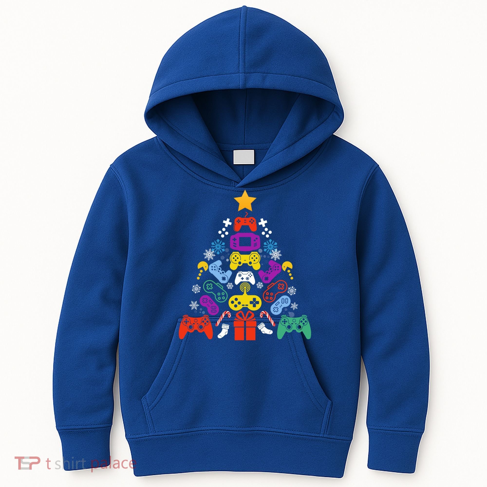 Funny Xmas Gamer Games Controllers Christmas Tree Boys Cool Gift Kids Hoodie