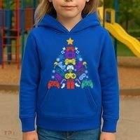 Funny Xmas Gamer Games Controllers Christmas Tree Boys Cool Gift Kids Hoodie thumb 3