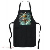 Funny Xmas Gingerbread Playing Ice Hockey Lovers Christmas Gift Apron thumb 0