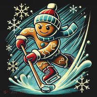 Funny Xmas Gingerbread Playing Ice Hockey Lovers Christmas Gift Apron thumb 3