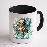 Funny Xmas Gingerbread Playing Ice Hockey Lovers Christmas Gift Coffee Mug thumb 1