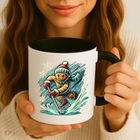 Funny Xmas Gingerbread Playing Ice Hockey Lovers Christmas Gift Coffee Mug thumb 3