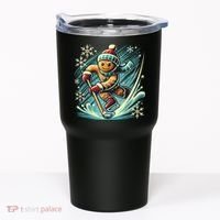 Funny Xmas Gingerbread Playing Ice Hockey Lovers Christmas Gift Tumbler thumb 0