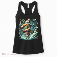 Funny Xmas Gingerbread Playing Ice Hockey Lovers Christmas Gift Women's Tank Top thumb 0