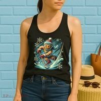 Funny Xmas Gingerbread Playing Ice Hockey Lovers Christmas Gift Women's Tank Top thumb 2