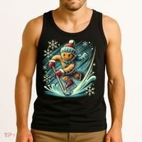 Funny Xmas Gingerbread Playing Ice Hockey Lovers Christmas Gift Tank Top thumb 3