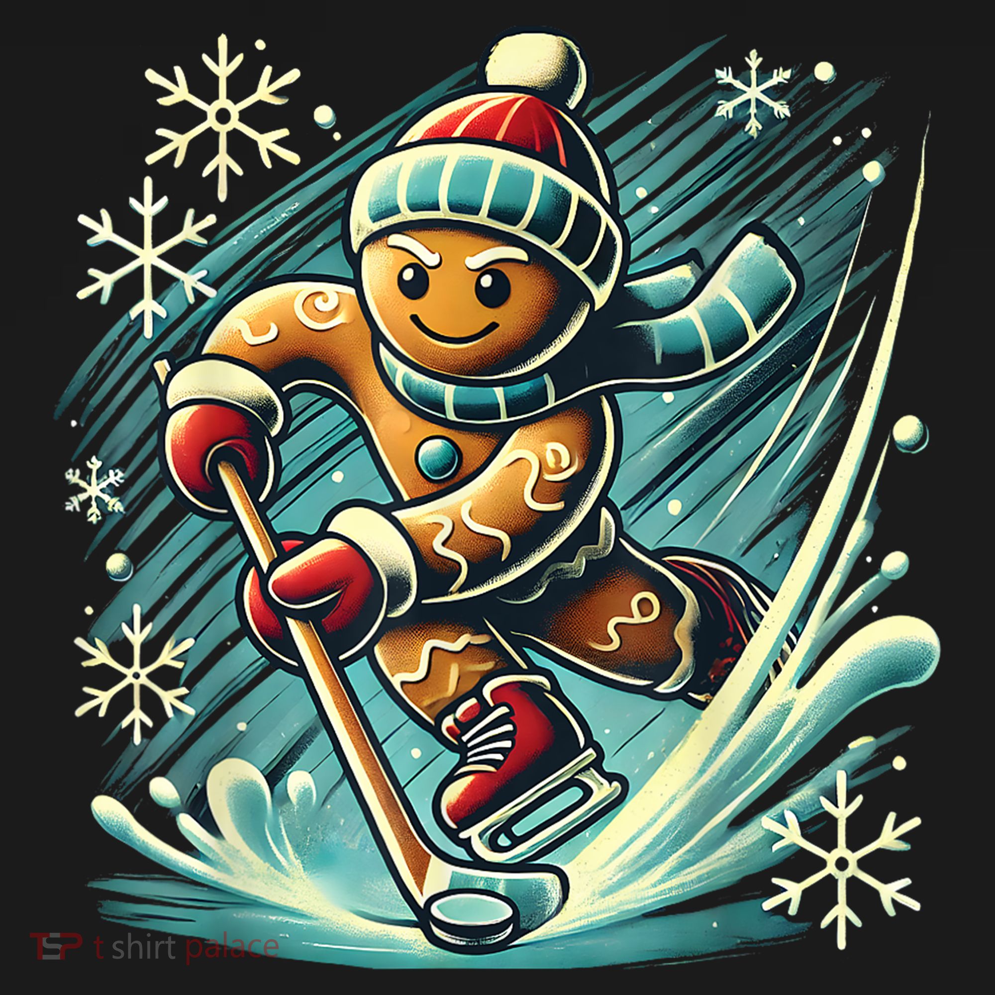 Funny Xmas Gingerbread Playing Ice Hockey Lovers Christmas Gift Visor