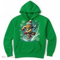 Funny Xmas Gingerbread Playing Ice Hockey Lovers Christmas Gift Hoodie thumb 0