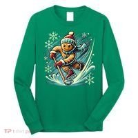 Funny Xmas Gingerbread Playing Ice Hockey Lovers Christmas Gift Long Sleeve Shirt thumb 0