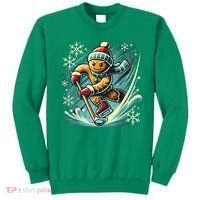 Funny Xmas Gingerbread Playing Ice Hockey Lovers Christmas Gift Sweatshirt thumb 0