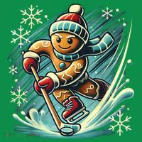 Funny Xmas Gingerbread Playing Ice Hockey Lovers Christmas Gift Coaster thumb 2