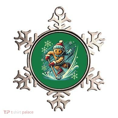 Funny Xmas Gingerbread Playing Ice Hockey Lovers Christmas Gift Ornament