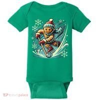 Funny Xmas Gingerbread Playing Ice Hockey Lovers Christmas Gift Baby Bodysuit thumb 0