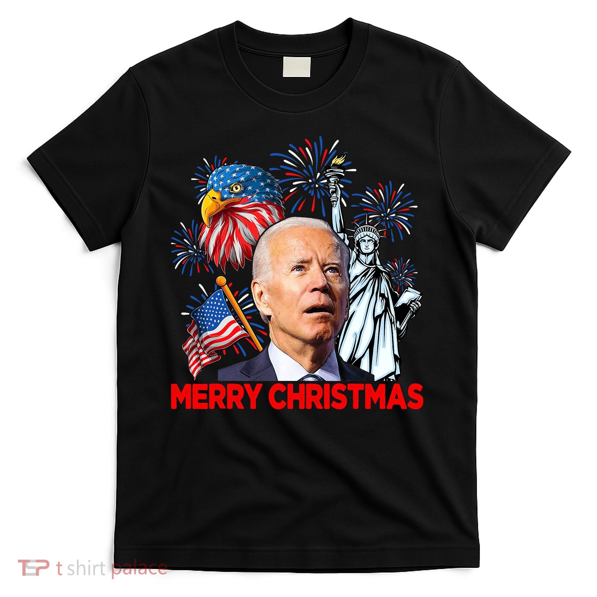Funny Xmas Joe Biden Merry Christmas Funny 4th Of July T-Shirt