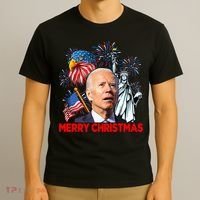 Funny Xmas Joe Biden Merry Christmas Funny 4th Of July T-Shirt thumb 3