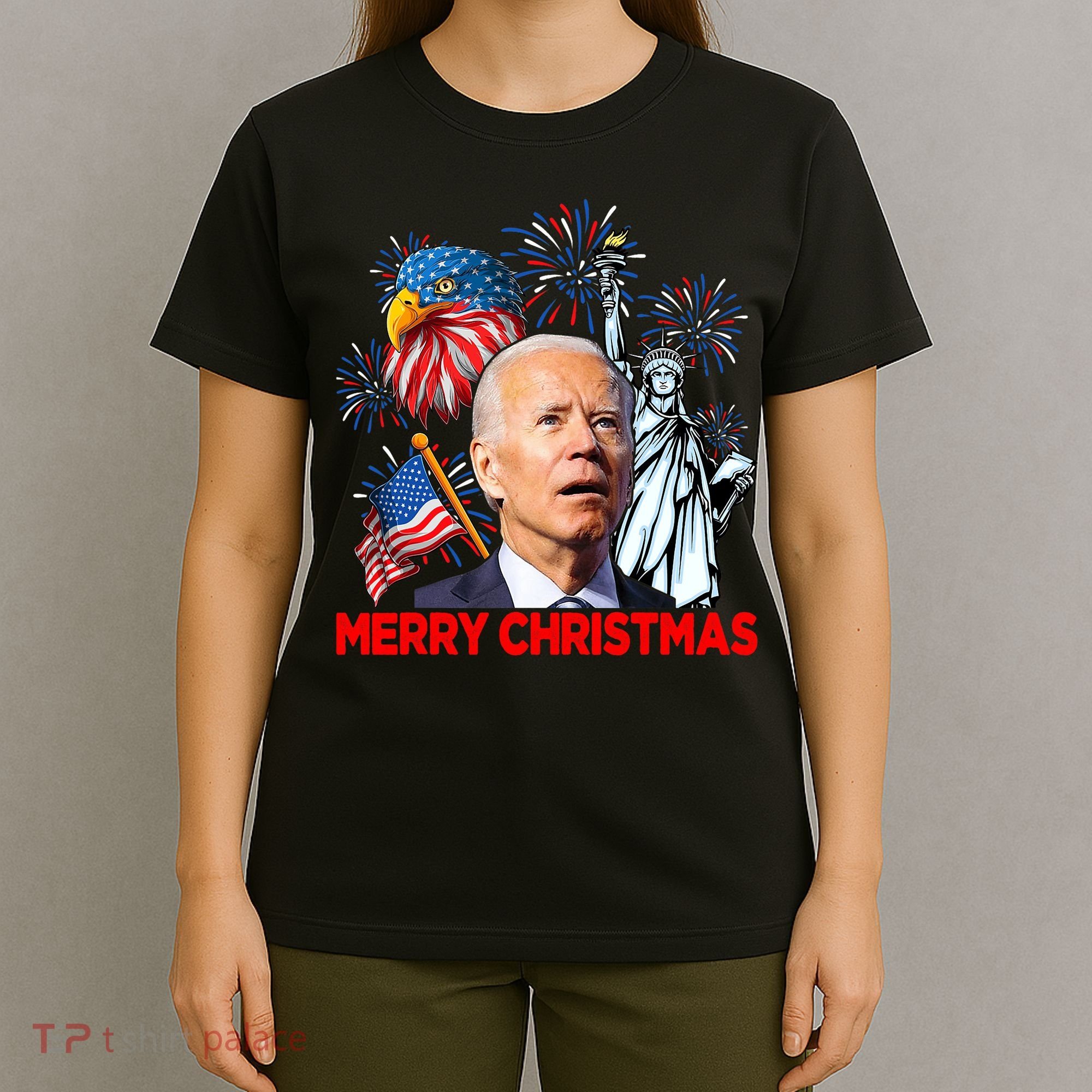 Funny Xmas Joe Biden Merry Christmas Funny 4th Of July T-Shirt