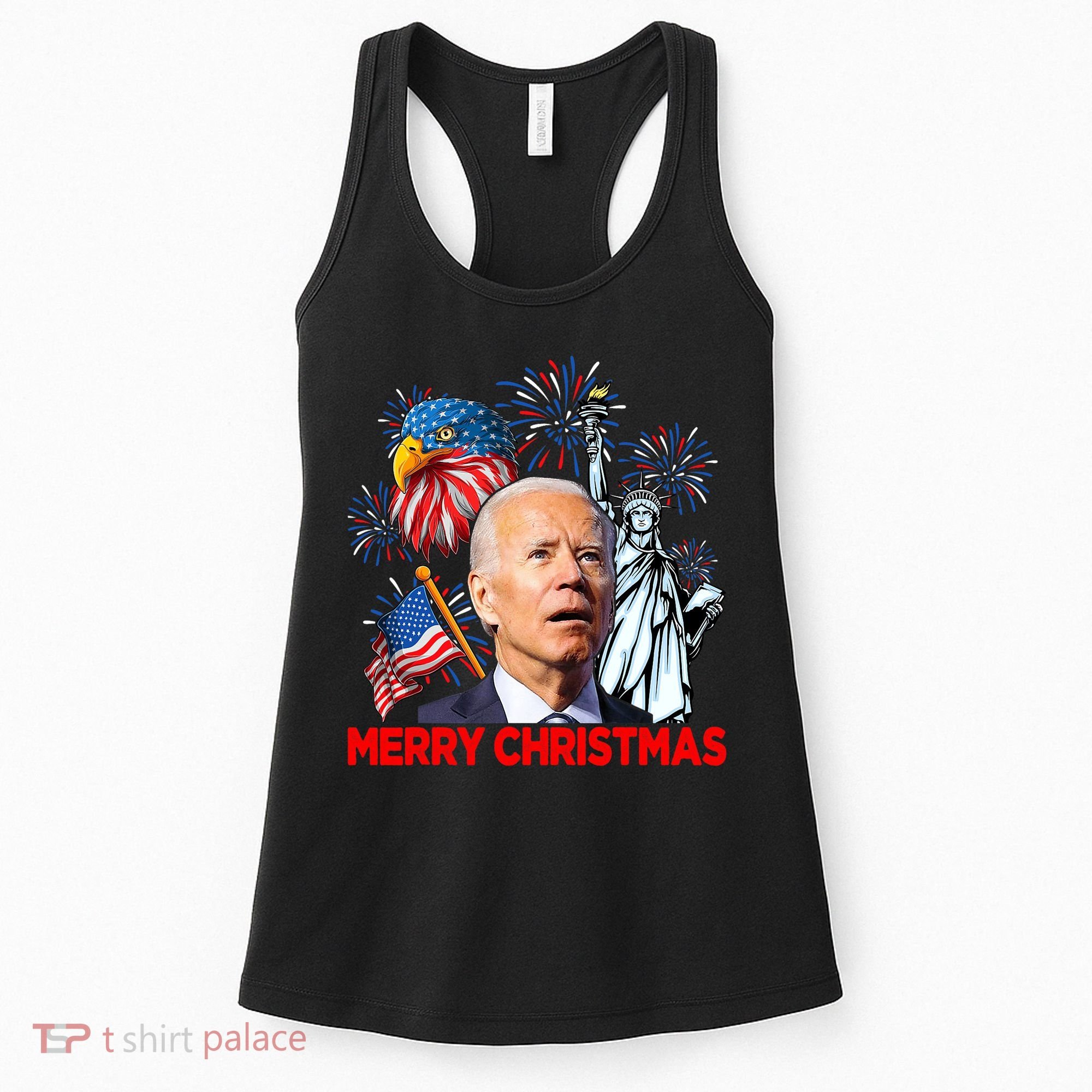 Funny Xmas Joe Biden Merry Christmas Funny 4th Of July Women's Tank Top