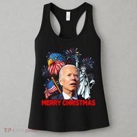 Funny Xmas Joe Biden Merry Christmas Funny 4th Of July Women's Tank Top thumb 3