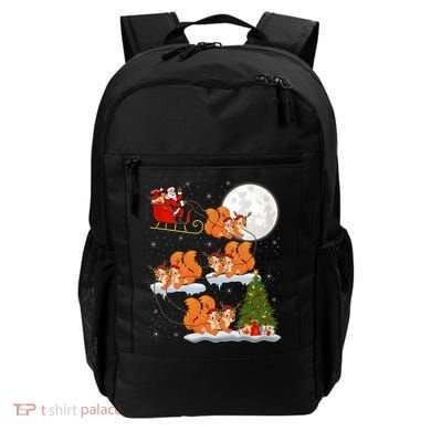 Funny Xmas Lighting Tree Santa Riding Squirrel Christmas Gift Backpack