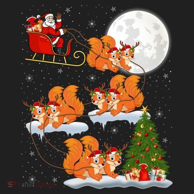 Funny Xmas Lighting Tree Santa Riding Squirrel Christmas Gift Beanie