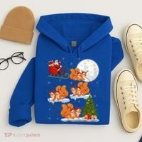 Funny Xmas Lighting Tree Santa Riding Squirrel Christmas Gift Hoodie thumb 4