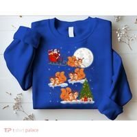 Funny Xmas Lighting Tree Santa Riding Squirrel Christmas Gift Sweatshirt thumb 2