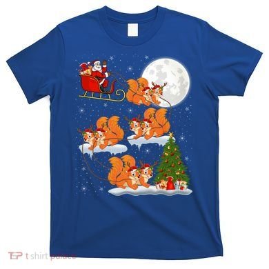 Funny Xmas Lighting Tree Santa Riding Squirrel Christmas Gift T-Shirt