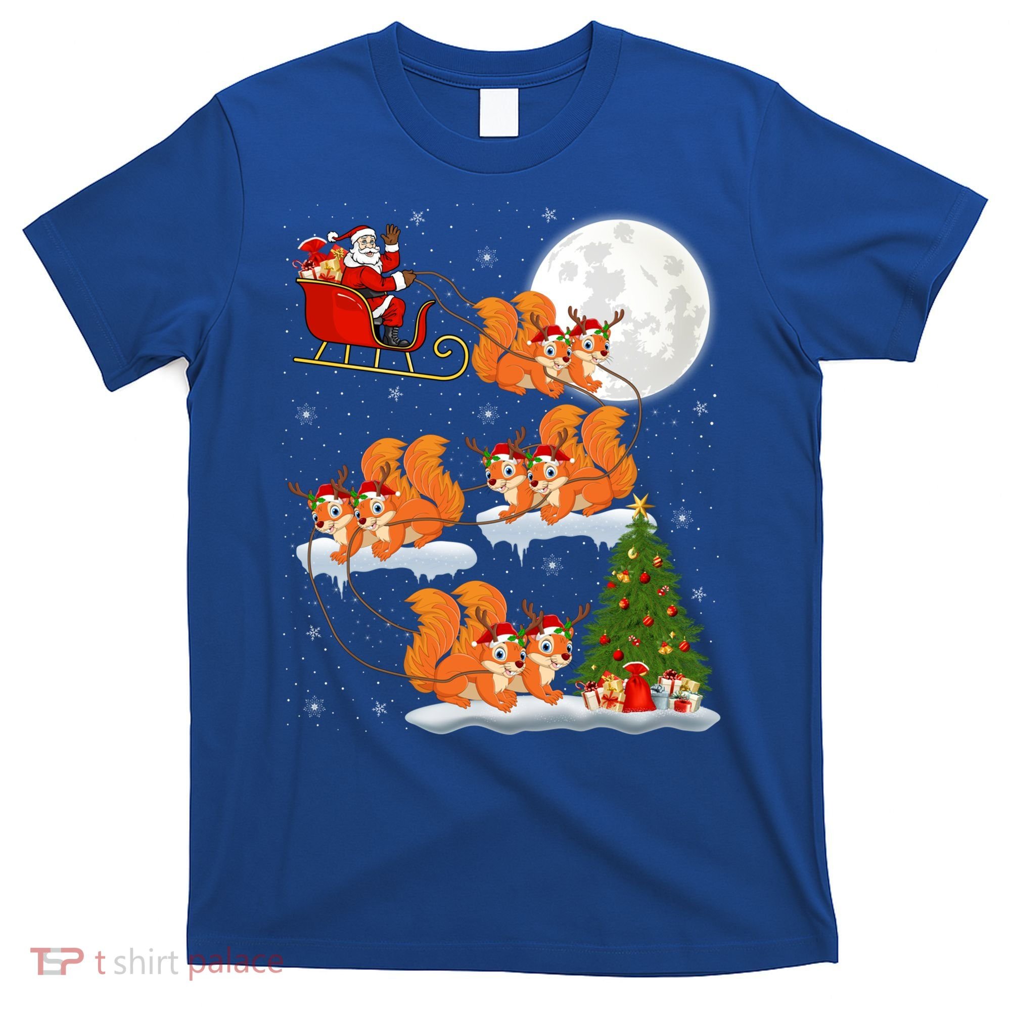 Funny Xmas Lighting Tree Santa Riding Squirrel Christmas Gift T-Shirt