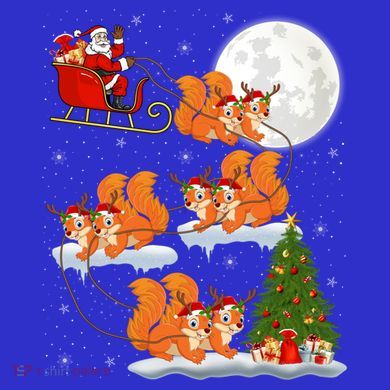 Funny Xmas Lighting Tree Santa Riding Squirrel Christmas Gift Coaster