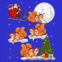 Funny Xmas Lighting Tree Santa Riding Squirrel Christmas Gift Coaster thumb 2