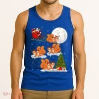 Funny Xmas Lighting Tree Santa Riding Squirrel Christmas Gift Tank Top thumb 3