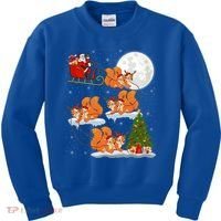 Funny Xmas Lighting Tree Santa Riding Squirrel Christmas Gift Kids Sweatshirt thumb 0