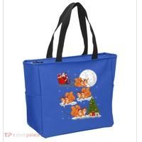 Funny Xmas Lighting Tree Santa Riding Squirrel Christmas Gift Tote Bag thumb 2